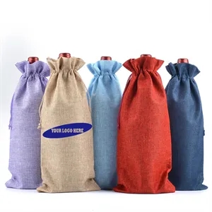 Reusable Linen Wine Gift Bag With Drawstring