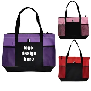 Custom Tote Bag With Mesh Pocket Travel Gifts