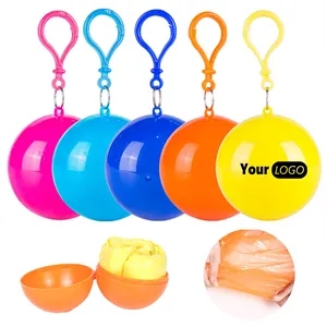 Polyethylene Keychain Ball Poncho Disposable Raincoat