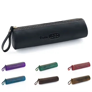 Leather Zipper Pencil Case