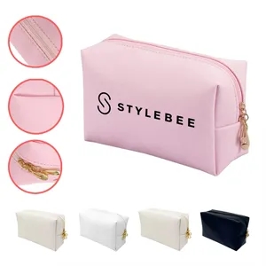 Chic Leatherette Cosmetic Toiletry Bag with Gold Zippers