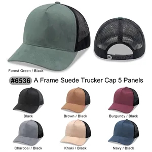 5 Panel A Frame Suede Trucker Caps