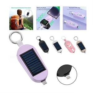 Custom Logo 3K Solar Power Bank Keychain Emergency 2 In 1 Charger