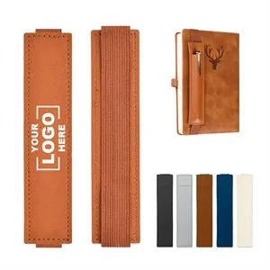 Adjustable Elastic Band Notebook Leather Pen Holder