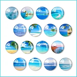 Oceanic Glass Fridge Stickers - Round Sea Water Wave Pattern