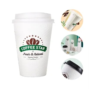 12oz Disposable Double Wall Paper Drinks Cup With Lids