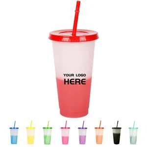24 oz Color Changing Mood Stadium Cup With Straw