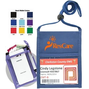 Full Color Multi Pocket Neck Wallet w/Adjustable Lanyard