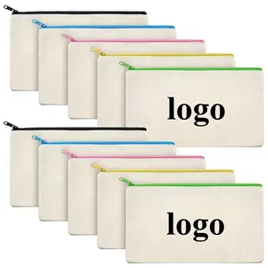 Canvas Zipper Pouch Blank DIY Craft Makeup Bags