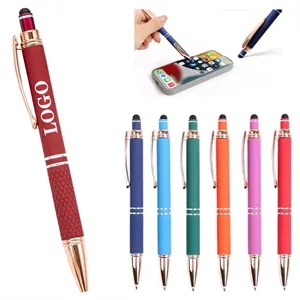2-in-1 Click Matte Finish Stylus Grip Section Ballpoint Pen