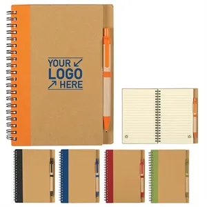 Craft Paper Cover Spiral Horizontal Line Notebook