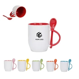 12oz Sublimation Colorful Interior Coffee Mugs With Spoons