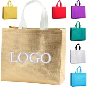 Gift bag laser coated non-woven shopping handbag reusable