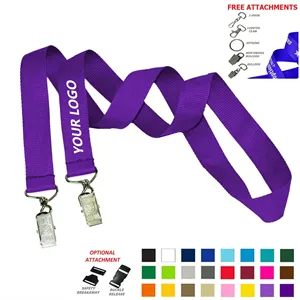 Custom Logo 3/4" Custom Open Ended Polyester Lanyard w/ Badge Holder