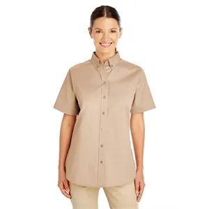 Harriton Ladies' Foundation Cotton Short-Sleeve Twill Shi...