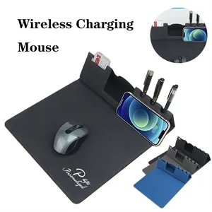 15W Multi-function Wireless Charging PU Leather Mouse Pad