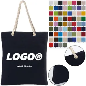 Fashion Eco Friendly Canvas Tote Bag With Hemp Rope Handle