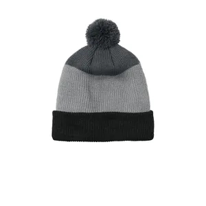 Port Authority Cozy Striped Pom Beanie