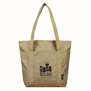 Sustainable Cork & RPET Tote with Zipper