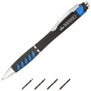 Plastic Ballpoint Pens w/Metallic accents & Colored Grip