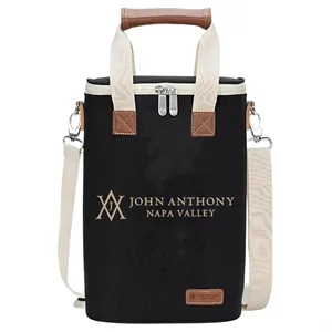 Custom Logo 2-Bottle Insulated Wine Tote Carrier