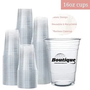 16oz Disposable Plastic Party Cups PET Clear Glass