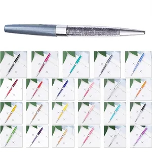 Bling Rhinestone Refillable Twist Action Metal Ballpoint Pen