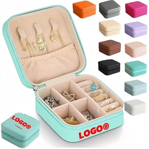 Portable Square Velour Mini Travel Jewelry Storage Box
