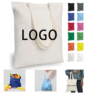 Custom Logo 16" Eco-Friendly Large Promotional Grocery Canvas Tote Bag
