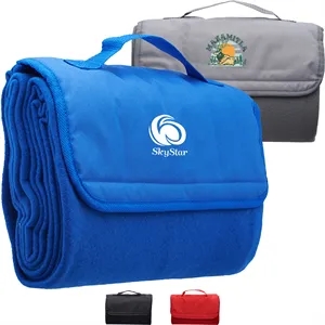 Roll Up Outdoor Fleece Blanket W/ woven handle 45"W x 55"L