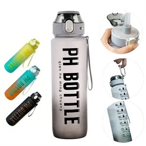 1L Motivational Sports Water Bottle With Time Marker