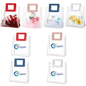 Clear Gift Wrap Bag with Handle and Ribbon for Wedding Favor