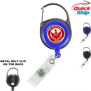 Quick Ship Full Color Carabiner Badge Reel with Belt Clip