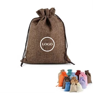 Medium Natural Burlap Pouches Jute Drawstring Bags 5" X 7"