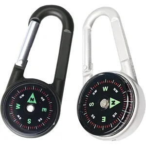Zinc Alloy Compass with Metal Carabiner Clip