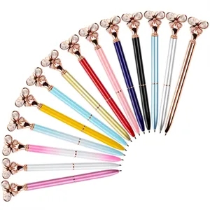 Crystal Diamond Butterfly Metal Twist Action Ballpoint Pen