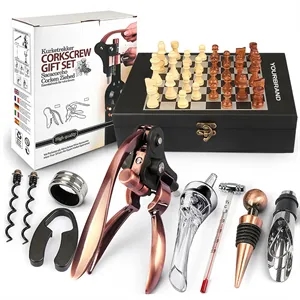 Wooden Chess Wine Set