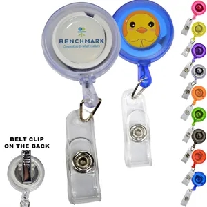 Transparent bulldog clip round Badge Reel