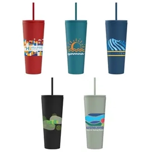 24 oz Soft Touch Double Wall Recycled Plastic Tumbler