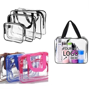 3Pcs Clear PVC Travel Toiletry Bag Kit