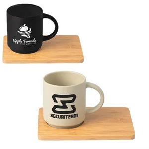 Cafe Duo - 11 oz. Ceramic Mug & Bamboo Board Set