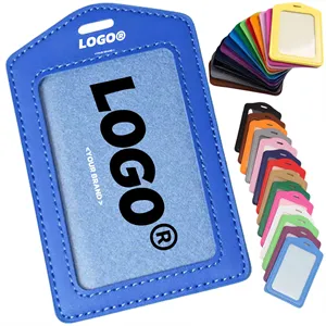 Custom Logo Customizable Color PU Leather Badge Holder Exhibition Card