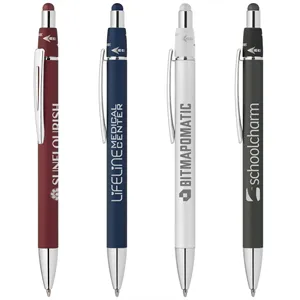 Custom Logo Orbit Spinner Chrome Metal Pen with Stylus