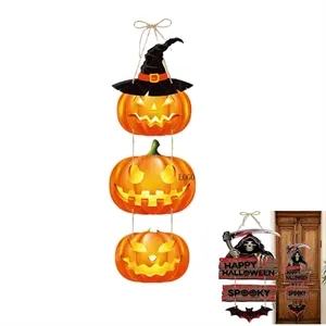 Halloween Wooden Decoration Hanging Pumpkin Bat