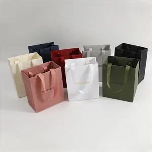 Colorful Paper Gift Tote Bags with Ribbon Handles