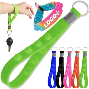 Push Pop Stress Reliever Keychain Silicone Wrist Strap