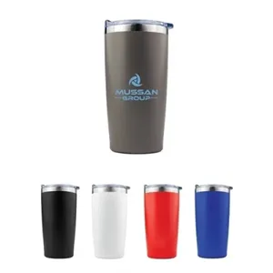 Custom Logo 20 Oz. Sip Tek Powder Coated Tumbler with Clear Slide Lid 1C