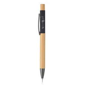 Aluminum Ball Point Pen with Bamboo Barrel