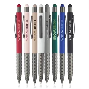 Geometric Aluminum Ball Point Pen with Stylus