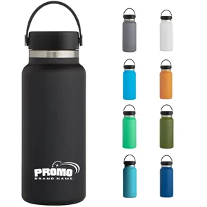Custom Logo 32 oz Wide Leakproof Straw Lid Vacuum Insulated Water Bottle